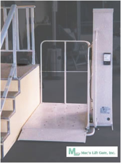 Mac's PL-50 w/ 90 degree exit platform wheelchair elevator lift