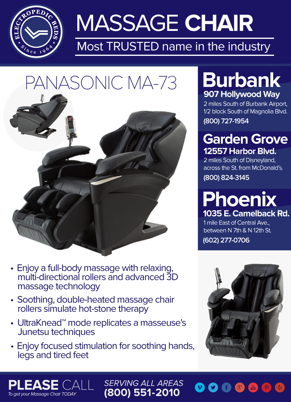ANAHEIM MA73 Panasonic Massage Chairs