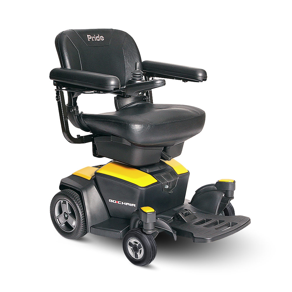 Orange go chair pride mobility senior handicapped electric wheelchair travel