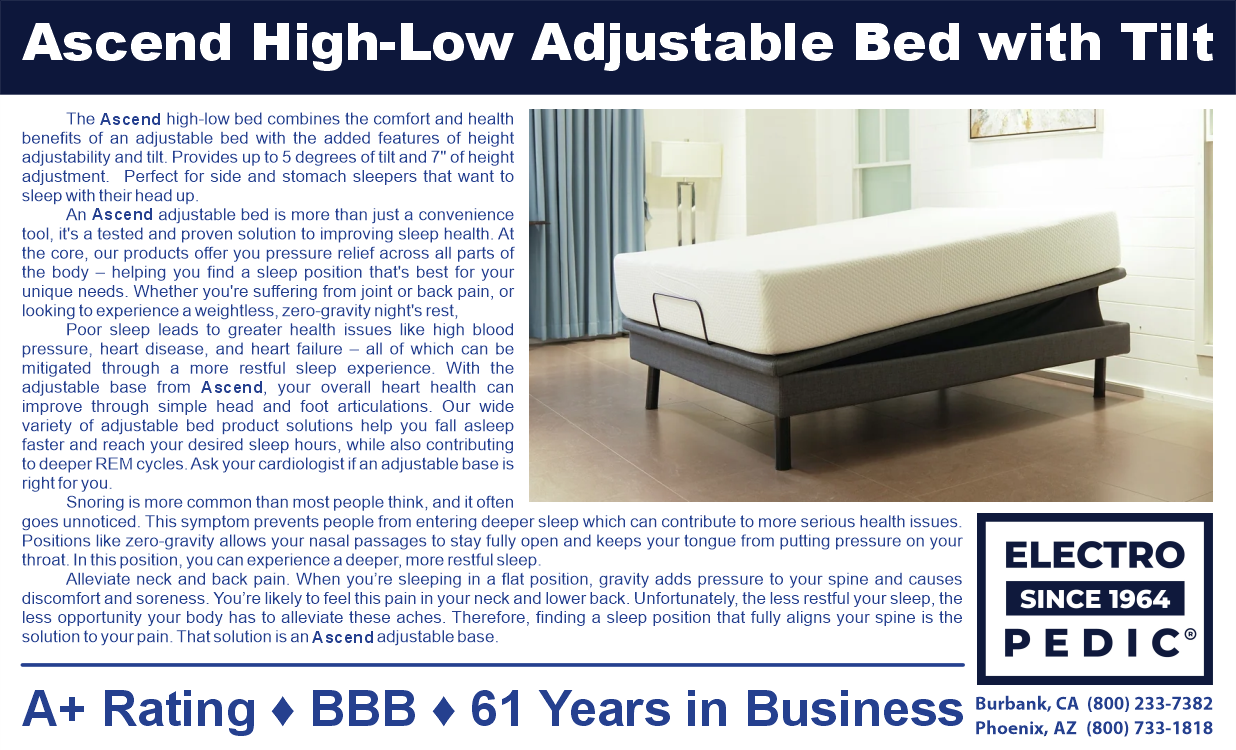 Ascend High Low Adjustable Bed with Tilt by Ergomotion