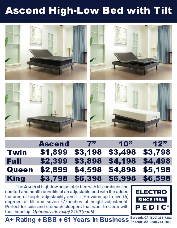 price list ascend bed by ergomotion