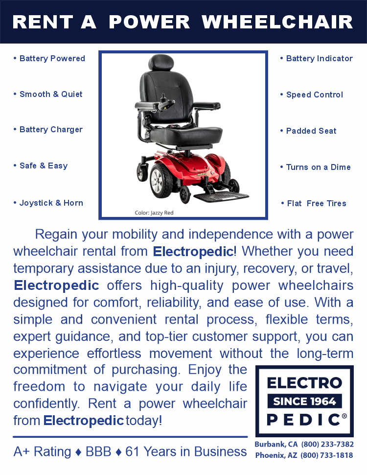 RENT A JAZZY PRIDE POWER WHEEL CHAIR